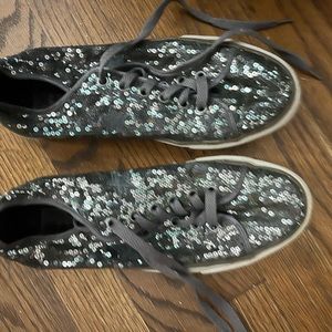 Converse SEQUIN SNEAKERS women’s sz 8 One Star Bling sparkle army green sequins